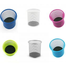 Przybornik metalowy na długopisy siatkowy okrągły kolorowy