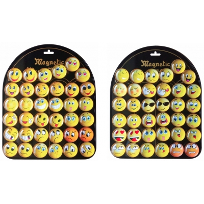 Magnesy buźka emotikony 3,5 cm 36 sztuk z tablicą