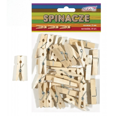Spinacze drewniane klamerki 35mm do zabaw plastycznych 25 sztuk