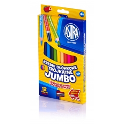 Kredki ołówkowe 12 kolorów jumbo trójkątne Astra