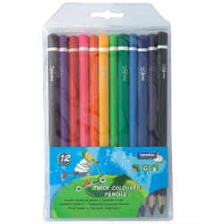 Kredki ołówkowe jumbo 12 kolorów trójkątne grube Lambo