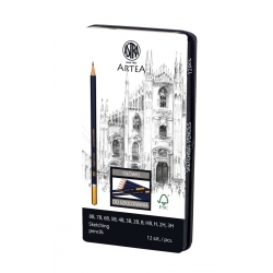 Ołówki do szkicowania Astra Artea 12 sztuk w metalowym opakowaniu