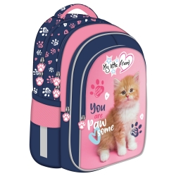 Plecak granatowo-różowy z kotkiem BPL-58 Ginger Kitty