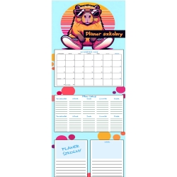 Planer szkolny kalendarz trójdzielny kapibara 2025/26 na ścianę