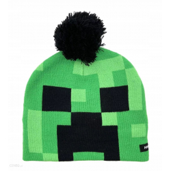 Czapka minecraft zimowa ciepla z pomponem creeper