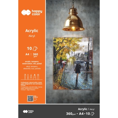Blok do malowania akrylowy A4 360g Happy Color 10 kartek
