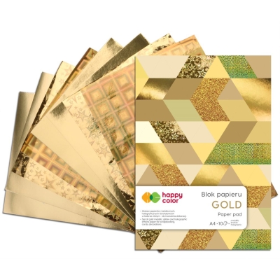 Blok A4 Gold Happy Color z motywami w kolorze złotym 10 kartek