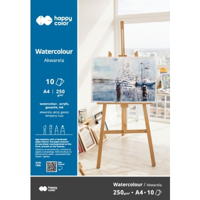 Blok do malowania akwarelowy A4 250g Happy Color 10 kartek