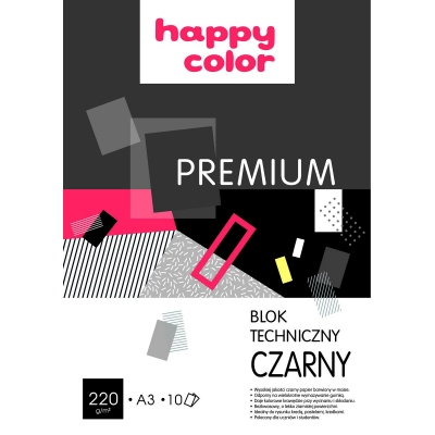 Blok techniczny A3 220g 10k czarny Happy-Color