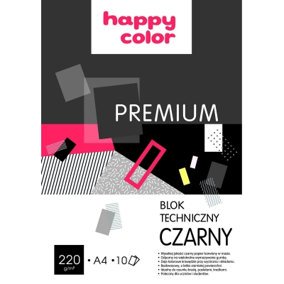 Blok techniczny A4 220g 10k czarny Happy-Color