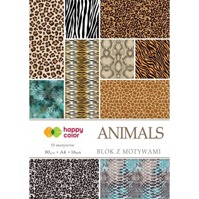 Blok z motywami A4 Animals Happy Color 15 kartek dla kreatywnych