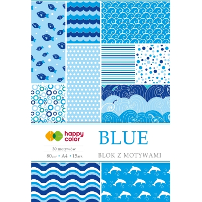 Blok z motywami A4 Blue Happy Color 15 kartek dla kreatywnych