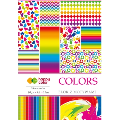 Blok z motywami A4 Colors Happy Color 15 kartek dla kreatywnych