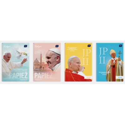 Brulion przedmiotowy Religia z Papieżem JP2 i Franciszek A5 64 kartek Interdruk
