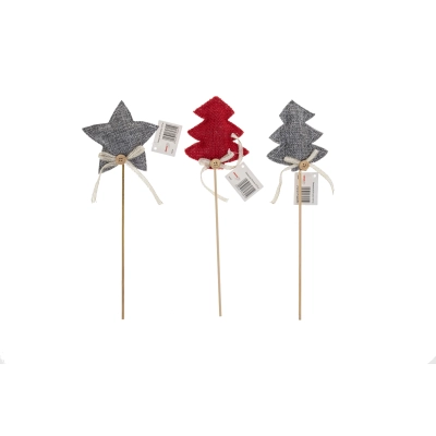 Dekoracja Boże Narodzenie na patyczku Gwiazdka, Choinka DX3