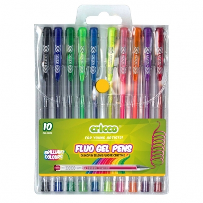 Długopis żelowy 10 kolorów neonowych Cricco