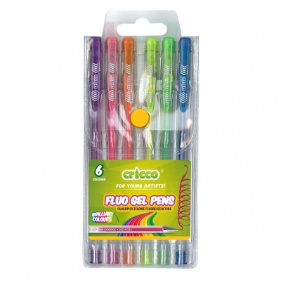 Długopis żelowy 6 kolor fluo Cricco