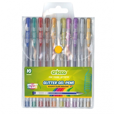 Długopis żelowy 10 kolor brokat Cricco