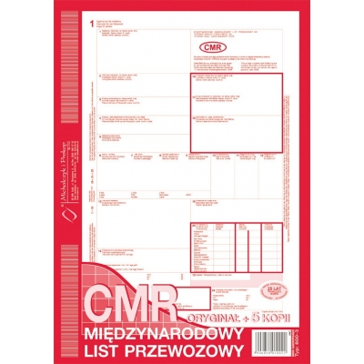 Druk CMR A4 oryginał 5 kopii 800-3 formularz