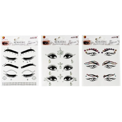 Dzety Jet-9516 kryształki samoprzylepne na twarz mix wzorów i kolorów 12x13,5cm