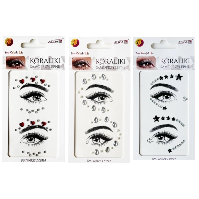 Dzety Jet-9530 kryształki samoprzylepne do ciala mix wzorów i kolorów blister 9x17cm