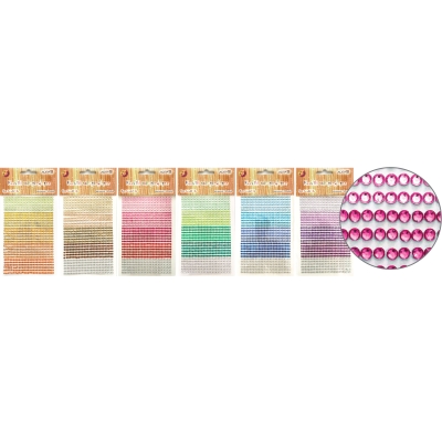 Dżety Kryształki okrągłe samoprzylepne 3mm mix kolor