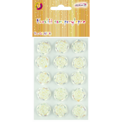 Dżety Koraliki kolorowe kwiatuszki perłowe 15 sztuk samoprzylepne