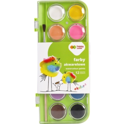 Farby akwarelowe 12 kolor Premium Happy Color