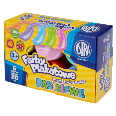 Farby plakatowe pastelowe Astra 6 kol 20ml