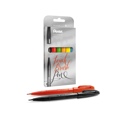Flamaster pędzelkowy artystyczny Pentel touch brush pen 6 sztuk