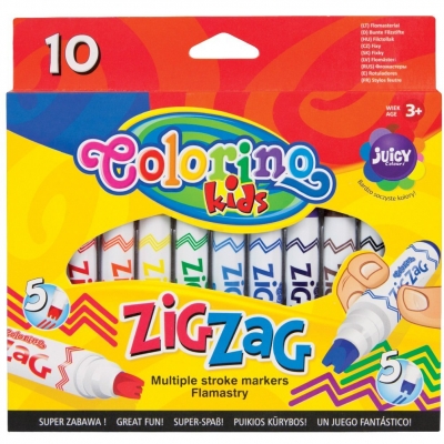 Flamastry Colorino 10 kolorów ZigZag z końcówkami do tworzenia wzorków