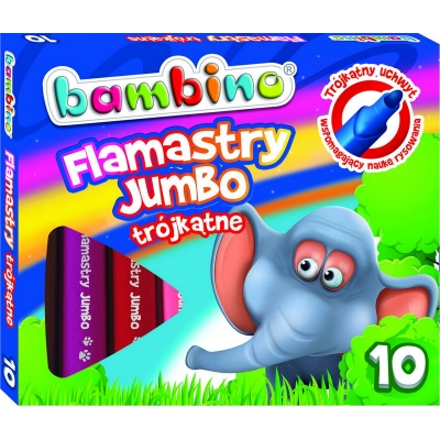 Flamastry 10 kolorów trójkątne Bambino