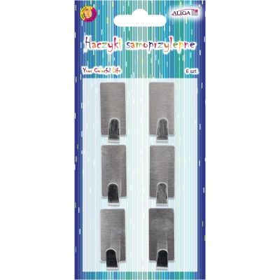 Haczyki samoprzylepne Ph-2853 metalowe 1,5x3,5cm 6 sztuk