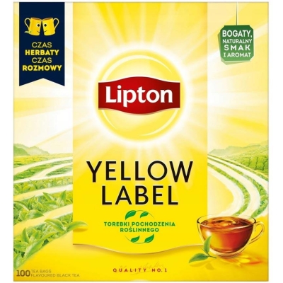 Herbata ekspresowa lipton yellow label 100 sztuk