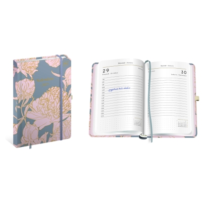 Kalendarz książkowy A5 384K Metallic Peony Satin 2027 Interdruk