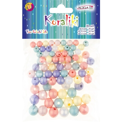 Koraliki Plastikowe Pj-7772 dekoracyjne mix kolor 8-12mm 80 sztuk