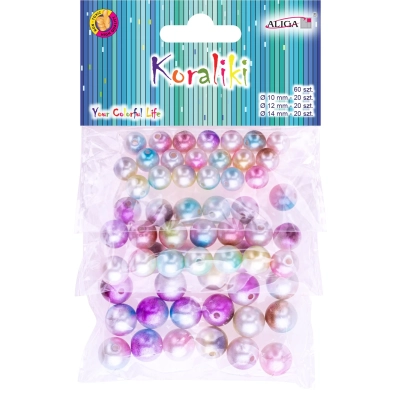 Koraliki Plastikowe Pj-9500 mix kolorów i rozmiarów 60 sztuk