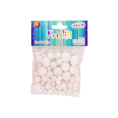 Koraliki plastikowe perłowe mix rozmiarów 50 sztuk