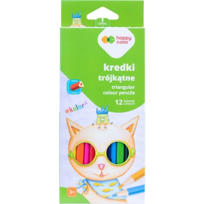 Kredki ołówkowe 12 kolorów Happy-color trójkątne