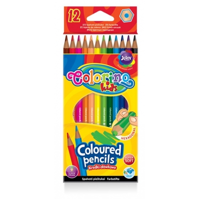 Kredki ołówkowe 12 kolorów heksagonalne Colorino