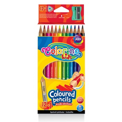 Kredki ołówkowe 12 kolorów i temperówka Colorino