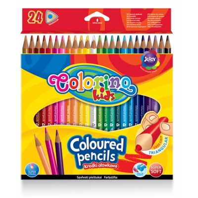 Kredki ołówkowe 24 kolorów trójkątne Colorino