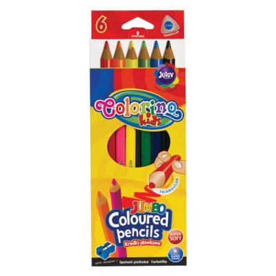 Kredki ołówkowe 6 kolor jumbo z temperówką Colorino
