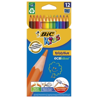 Kredki ołówkowe Bic 12 kolorów evolution