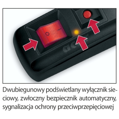 Listwa zasilająca Acar F5 5m 5 gniazd czarna W0102