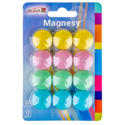 Magnesy na tablicę lodówkę 2cm 12 sztuk 4 kolory