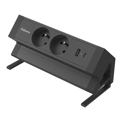 Moduł zasilający Power Desk Fellowes 2x 230V 1x USB-A 1x USB-C Typ E czarny