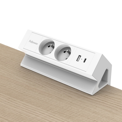 Moduł zasilający Power Desk Fellowes 2x 230V 1x USB-A 1x USB-C Typ E biały