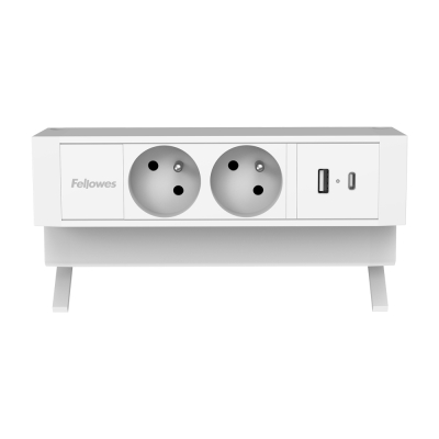 Moduł zasilający Power Desk Fellowes 2x 230V 1x USB-A 1x USB-C Typ E biały