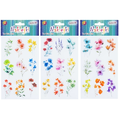 Naklejki kwiatki mix wzorów 12x20 cm